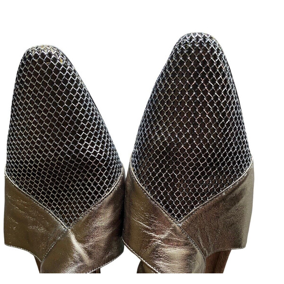 Quiet Lux Vintage VERSANI Womens 11 Gold Pointed Toe Kitten Coquette 80s Heels - Picture 6 of 13